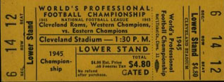 1945 NFL Championship Ticket